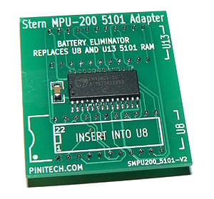 Stern MPU-200 RAM / NVRAM Adapter - Pinitech.com